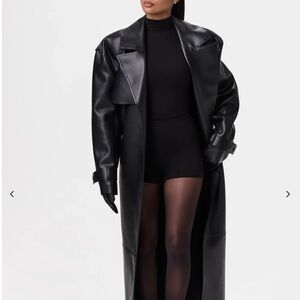 Naked Wardrobe Black Leather Trench Coat
